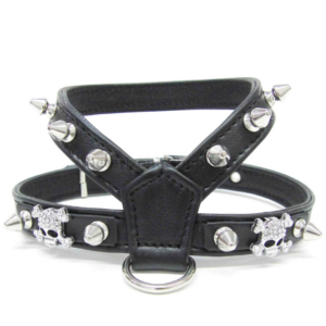 arnes para perro punk calaveras negro