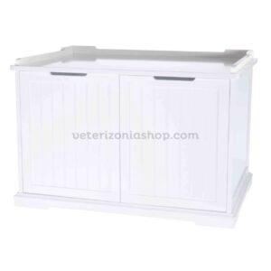 mueble arenero bandeja gatos madera blanco