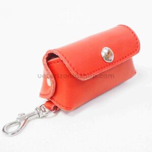 porta bolsas perro piel naranja